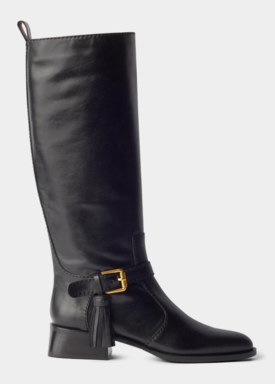 Shop See By Chloé Lory Leather Tassel Riding Boots In Black