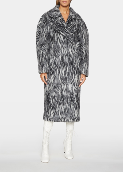 Shop Dries Van Noten Royal Zebra Oversized Mohair Coat In Black