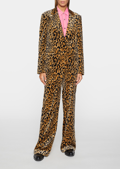 Shop Dries Van Noten Blanchet Single-breasted Leopard-print Blazer In Sand