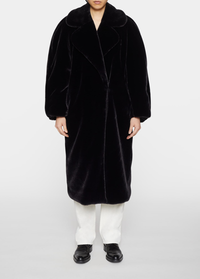 Shop Dries Van Noten Royal Oversized Faux Fur Coat In Midnight