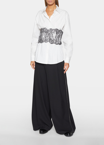 Shop Dries Van Noten Clavy Pleated Button-front Shirt In White