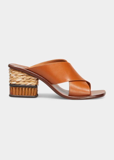 Shop Chloé Laia Crisscross Block-heel Sandals In Ochre Delight