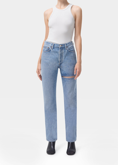Shop Agolde Lana Straight-leg Jeans With Slice Detail In Clash