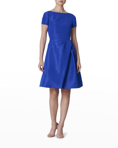Shop Carolina Herrera Icon Bateau Neck Short-sleeve Dress In Cobalt