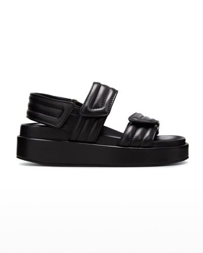 Shop Dries Van Noten Dual-grip Leather Sporty Slingback Sandals In Black