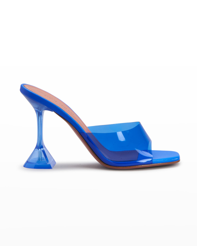 Shop Amina Muaddi Lupita Glass Slide Sandals In Electric Blue