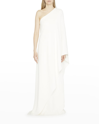 Shop The Row Sparrow Draped One-shoulder Silk Gown In Off White