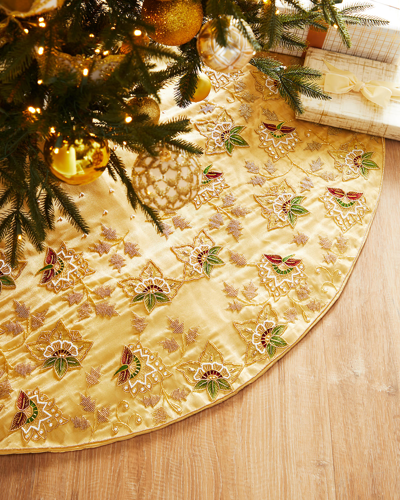 Shop D. Stevens Metallic Dupion Poinsettia Tree Skirt