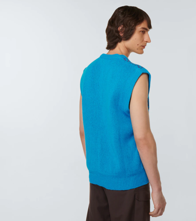 Shop Marni Jacquard Wool Sweater Vest In Vivid Blu