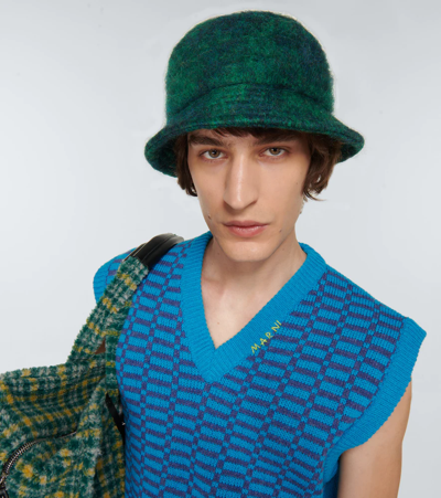 Marni Men's Gazebo Mohair-blend Bucket Hat In Gazebo