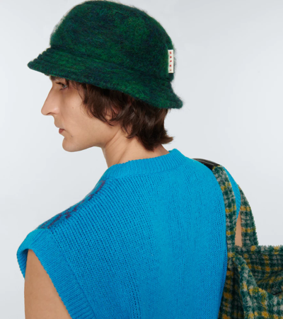 Marni Men's Gazebo Mohair-blend Bucket Hat In Gazebo
