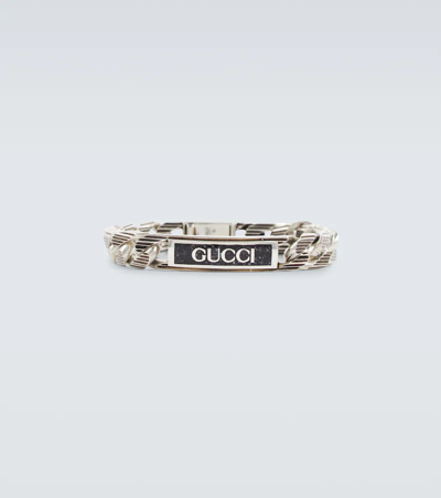 Shop Gucci Sterling Silver Chain Bracelet In 0728/black