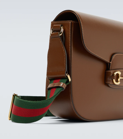 Shop Gucci Horsebit 1955 Leather Shoulder Bag In Brown Sugar/vrv