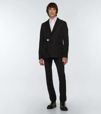 Shop Givenchy 4g Zip Wool Slim Pants In Black