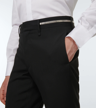 Shop Givenchy 4g Zip Wool Slim Pants In Black