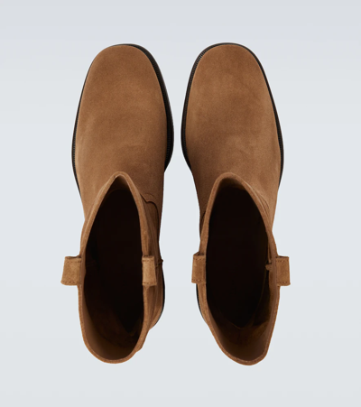 Shop Lemaire Suede Cowboy Boots In Otter