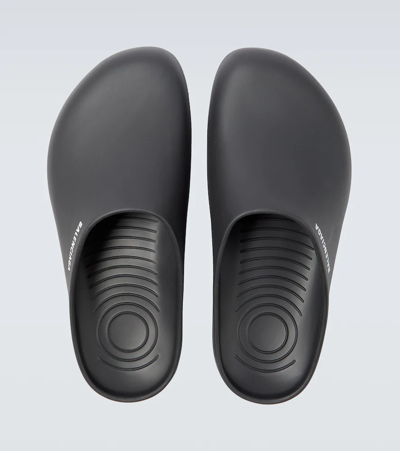 Shop Balenciaga Pool Rubber Slippers In Black/white