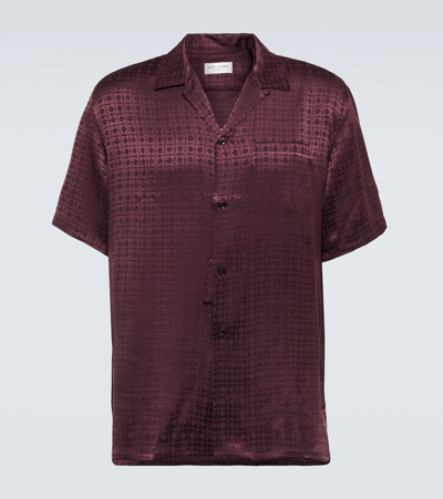 Shop Saint Laurent Short-sleeved Silk Shirt In Prune