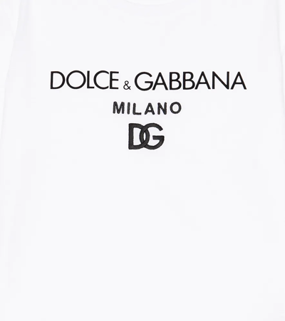 Shop Dolce & Gabbana Logo Cotton T-shirt In Bianco Ottico