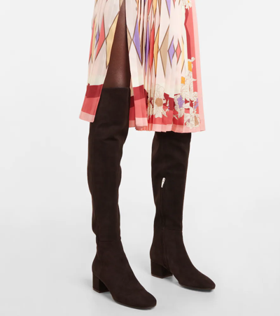 Gianvito Rossi Rolling Over-the-knee Suede Boots In Moka