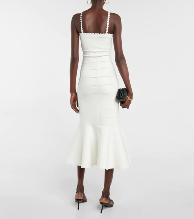 Shop Victoria Beckham Openwork Knit Midi Dress In White