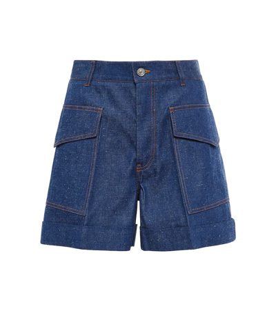 Shop Victoria Beckham High-rise Denim Shorts In Serge Blue