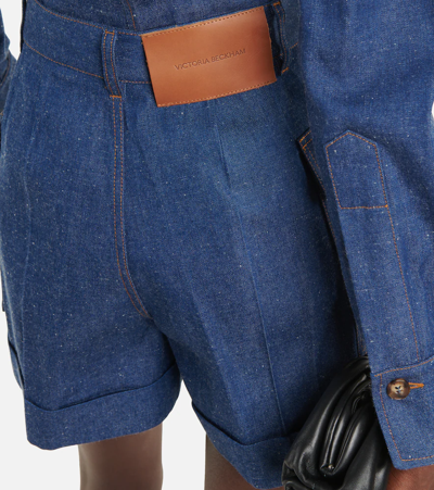 Shop Victoria Beckham High-rise Denim Shorts In Serge Blue