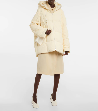 Jil Sander Quilted Hooded Puffer Jacket In Natural