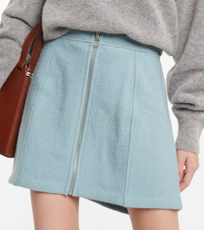 Shop Apc A. P.c. Alice Boiled Wool Miniskirt In Blue