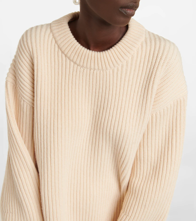 Shop Jil Sander Ribbed-knit Sweater In Porecelain