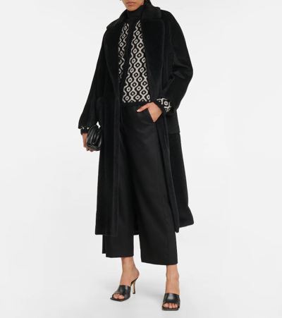 's Max Mara Floria Wool Blend Flannel Straight Pants In Nero