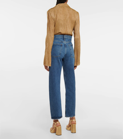 Agolde Blue Jeans With Beltl Loops And Logo Patch On The Rear In Blue