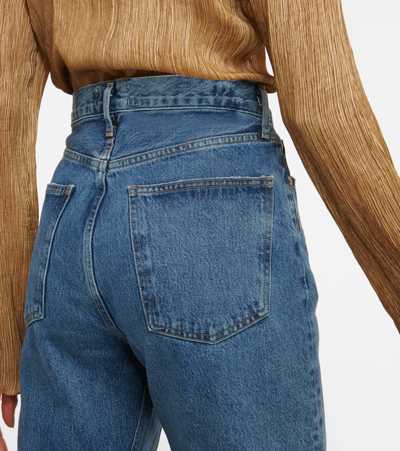 Agolde Blue Jeans With Beltl Loops And Logo Patch On The Rear In Blue
