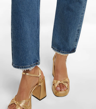 Agolde Blue Jeans With Beltl Loops And Logo Patch On The Rear In Blue