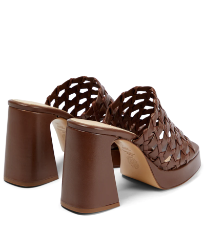 Shop Souliers Martinez Alba Leather Platform Mules In Chocolate