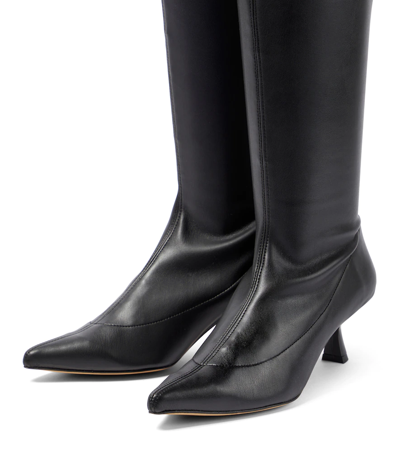 Shop Souliers Martinez Latina Faux Leather Over-the-knee Boots In Black