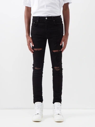 Amiri Thrasher Distressed Slim-leg Jeans In Black | ModeSens