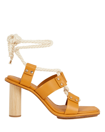 Shop Ulla Johnson Elvie Rope Leather Ankle-tie Sandals In Brown