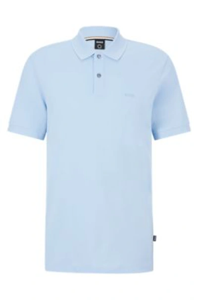 Shop Hugo Boss Regular-fit Polo Shirt In Cotton With Embroidered Logo In Light Blue