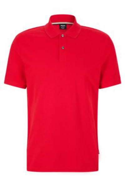 Shop Hugo Boss Regular-fit Polo Shirt In Cotton With Embroidered Logo In Red