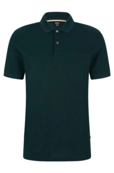 Shop Hugo Boss Regular-fit Polo Shirt In Cotton With Embroidered Logo In Dark Green