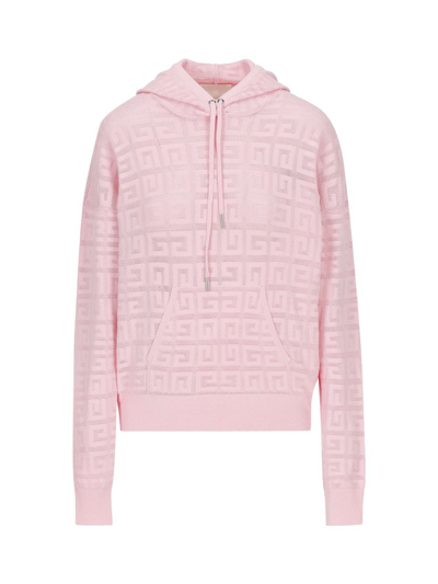 Shop Givenchy 4g Jacquard Drawstring Hoodie In Pink
