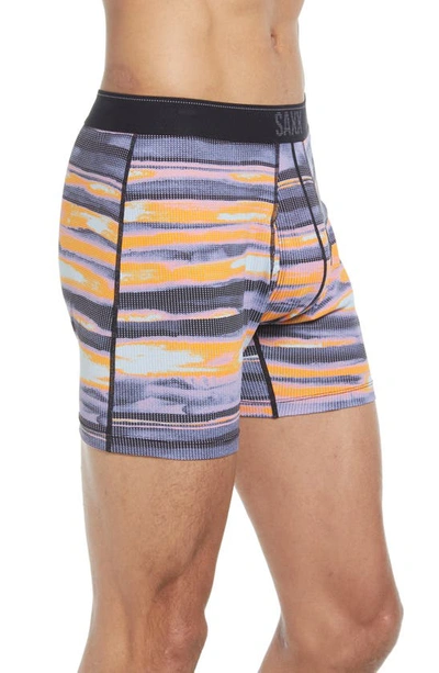 Saxx Quest Quick Dry Mesh Boxer Briefs In Multi Fog Bank Stripe