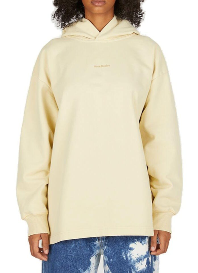 Shop Acne Studios Logo Print Hoodie In Yellow