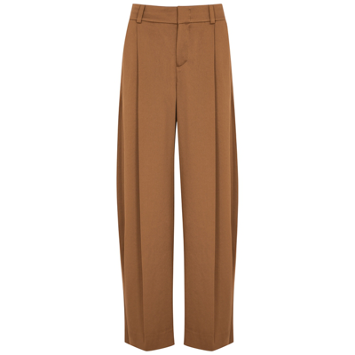 Shop Vince Brown Wide-leg Satin Trousers