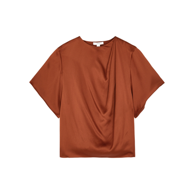 VINCE RUST SILK-SATIN TOP 