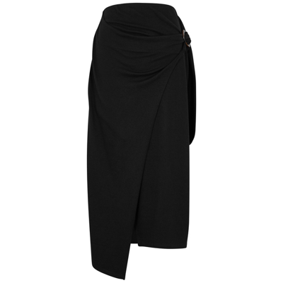 Shop Vince Black Stretch-jersey Wrap Midi Skirt