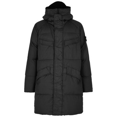 Shop Stone Island Crinkle Reps Black Quilted Shell Coat