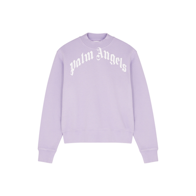 Shop Palm Angels Kids Lilac Logo-print Cotton Sweatshirt (12 Years)