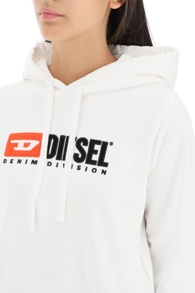 Shop Diesel Logo Hoodie In White
